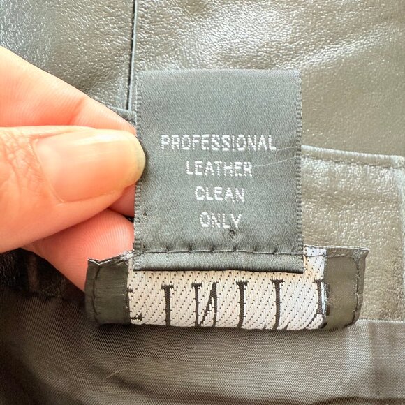 Vintage 1980s Finity Genuine Leather Black Mini Skirt Size 14 - Picture 5 of 13